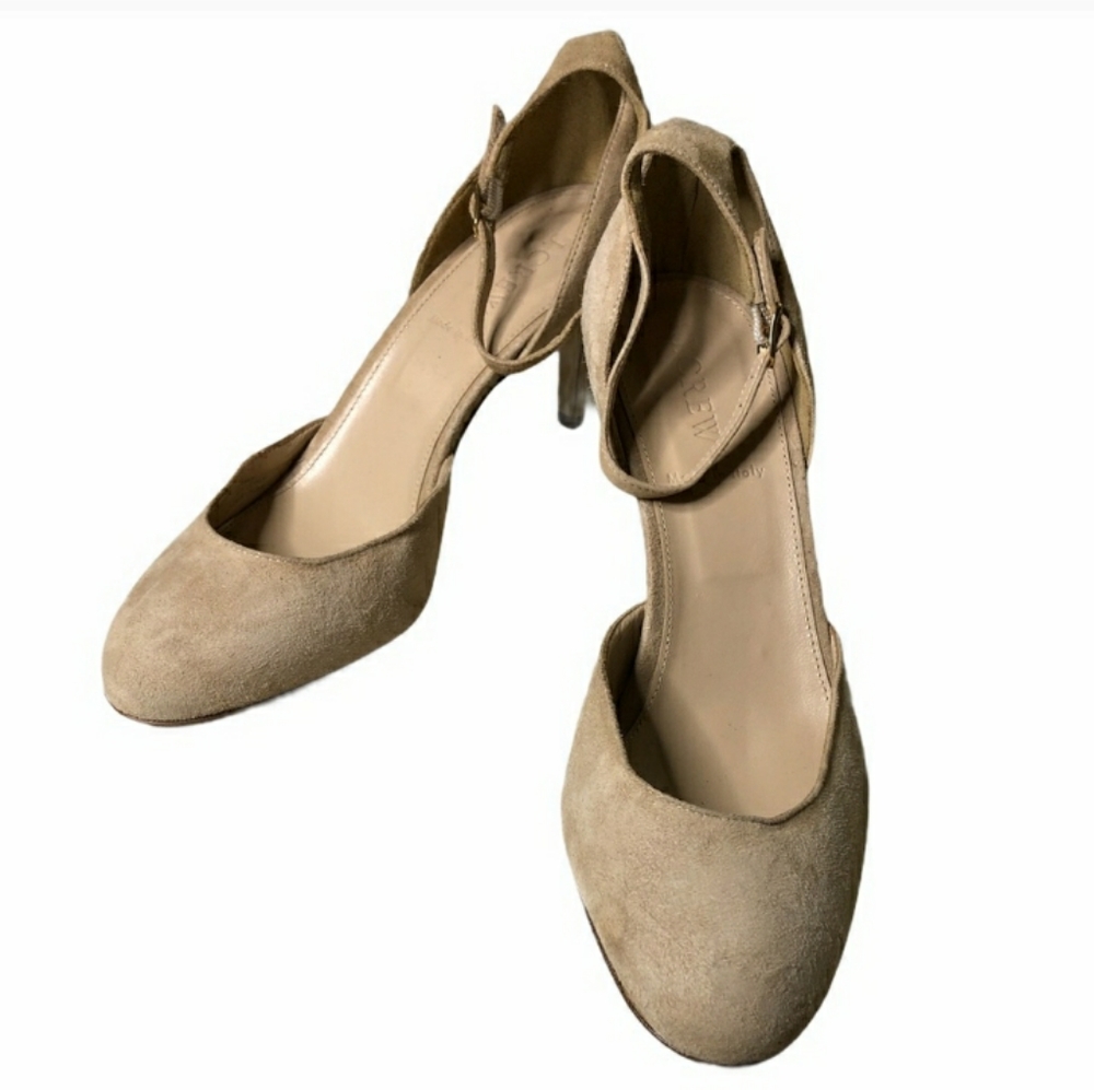 J. CREW Coraline Nude Suede Heels Sz 7EUC!